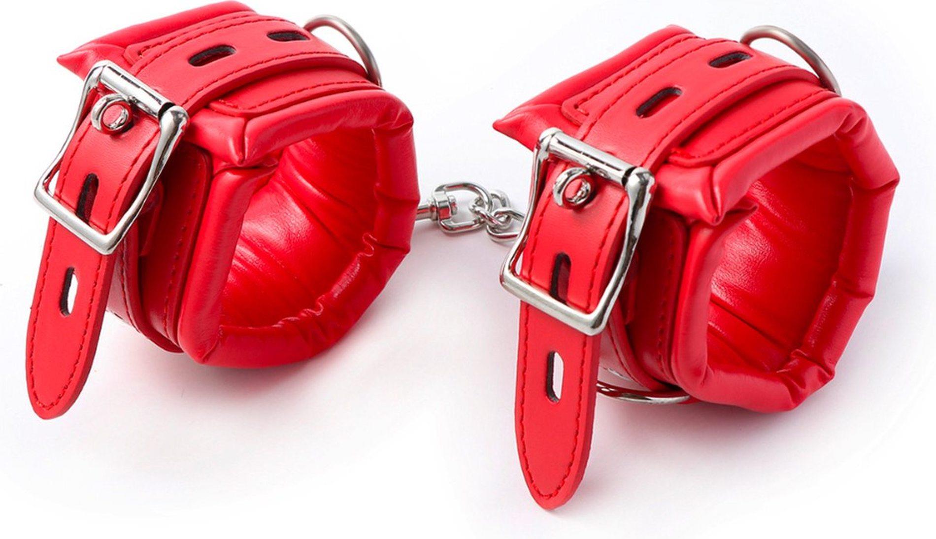 57-001-11 Fetish Fever - Cuffs with chain - Red - obrazek 1