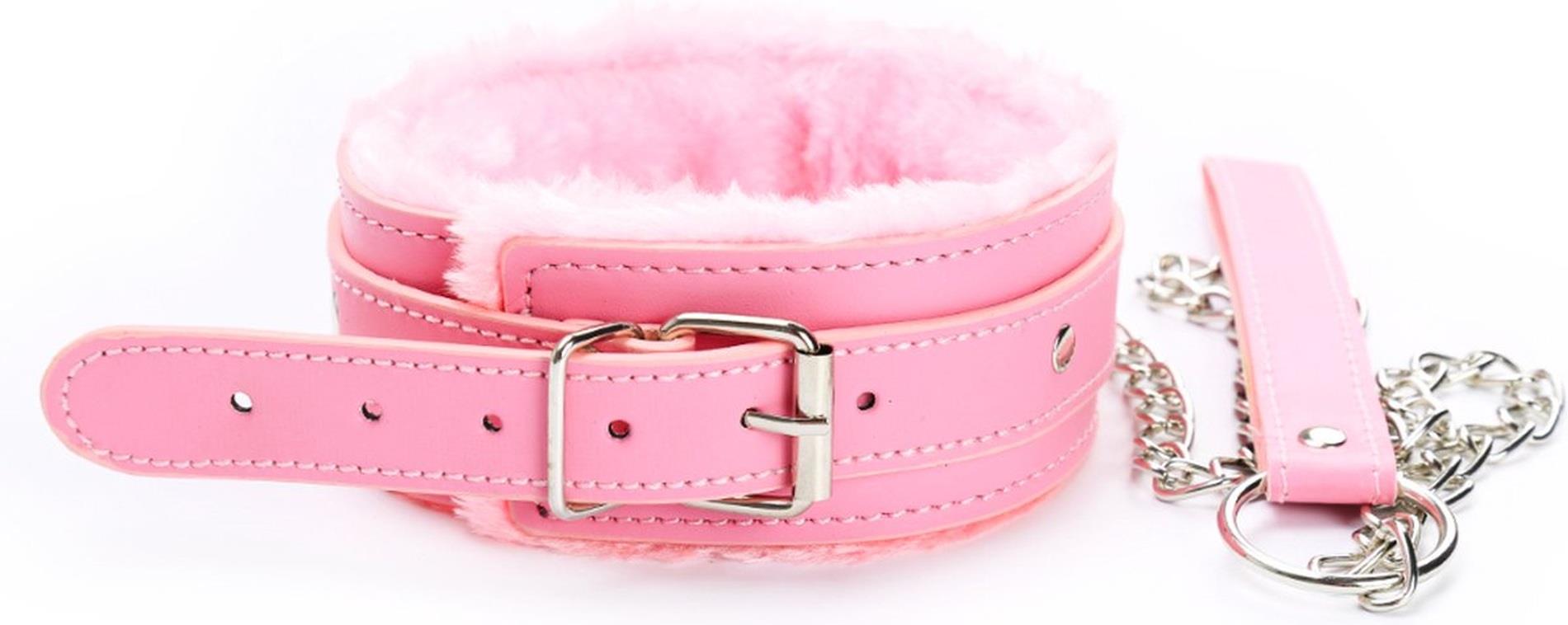 57-001-15 Fetish Fever - Collar with leash - Pink - obrazek 1