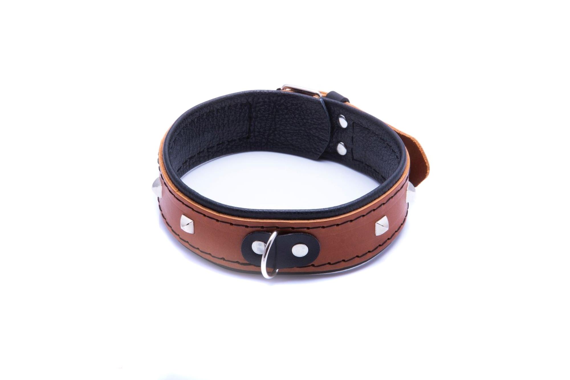 58-00040 Wiązania-WHIPS obroża damska bez smyczy, koniakowa - obrazek 1