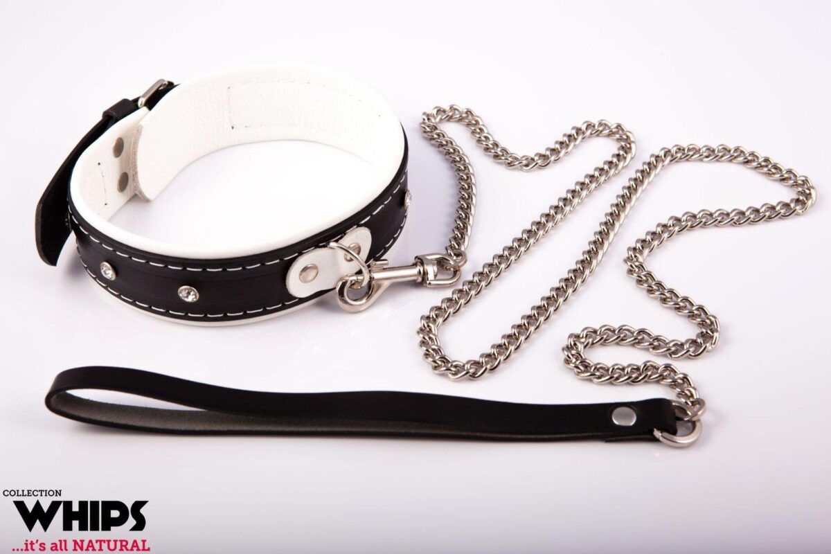 wiazania obroza damska ze smycza biala - zdjęcie produktu