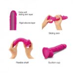 sliding skin realistic dildo fushia s - galeria 2