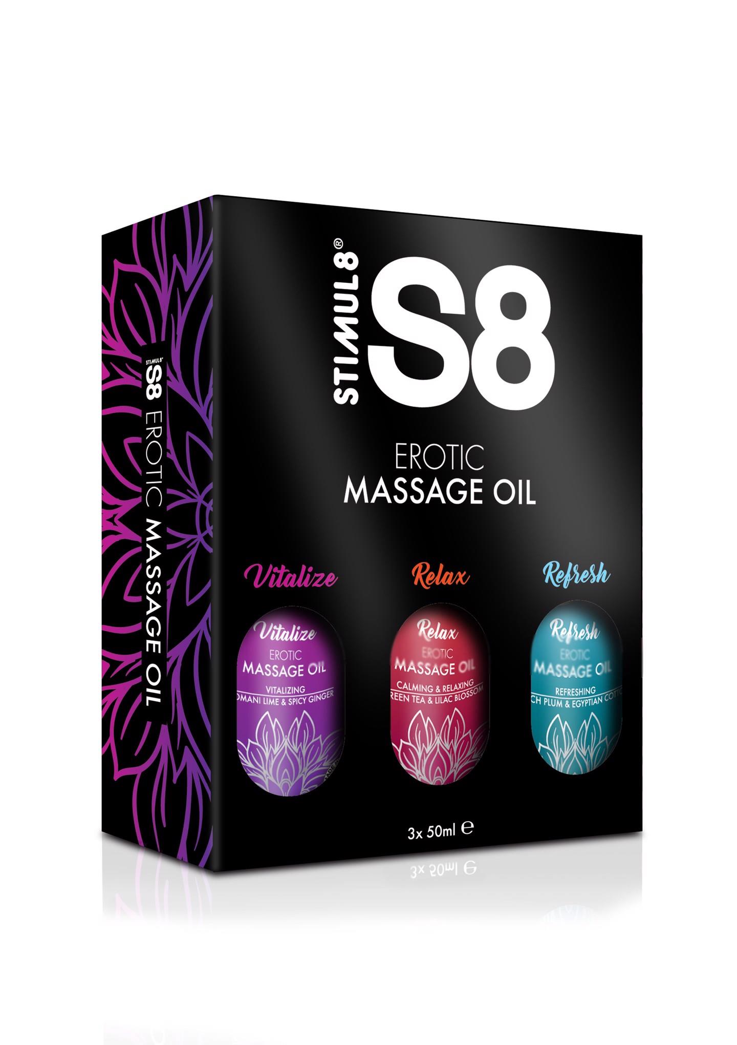 97414_531_01 S8 Massage Oil Box 3x 50ml Multi flavour - obrazek 1