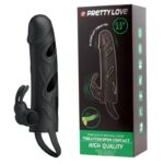 pretty love penis sleeve with ball strap vibration black - zdjęcie produktu