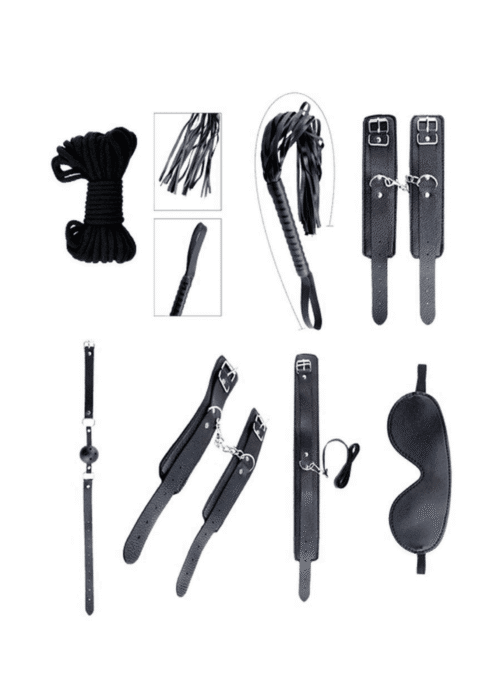 zestaw bdsm 8 elementow czarny - zdjęcie produktu