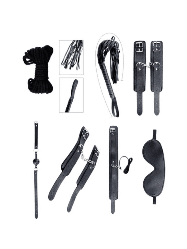 zestaw bdsm 8 elementow czarny - zdjęcie produktu