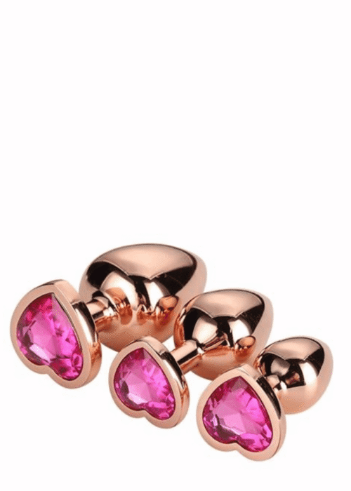 zestaw korkow analnych gleaming love set rozowe zloto - galeria 1