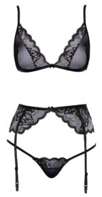 komplet bielizny bra suspender set czarny - galeria 2