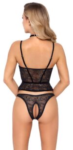 komplet bielizny longline set zip otwarty czarny - galeria 4