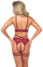 komplet bielizny suspender set czerwony - galeria 3
