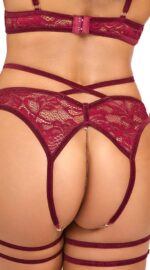 komplet bielizny suspender set czerwony - galeria 7