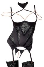 gorset i stringi maerina otwarty czarny - galeria 3