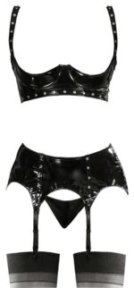 komplet bielizny vinyl shelf bra set czarny - galeria 6