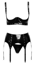 komplet bielizny vinyl shelf bra set czarny - galeria 7