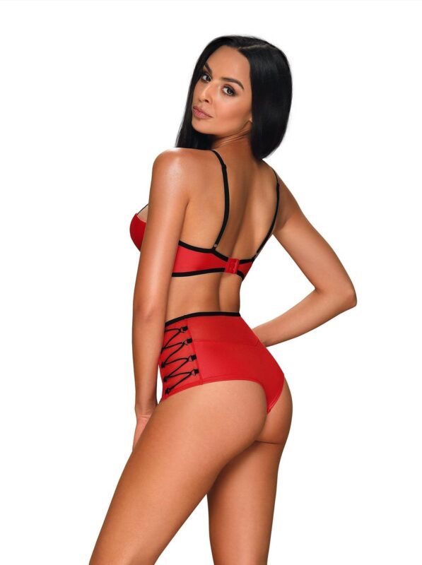 komplet bielizny leatheria 2 czesciowy czerwony - galeria 1